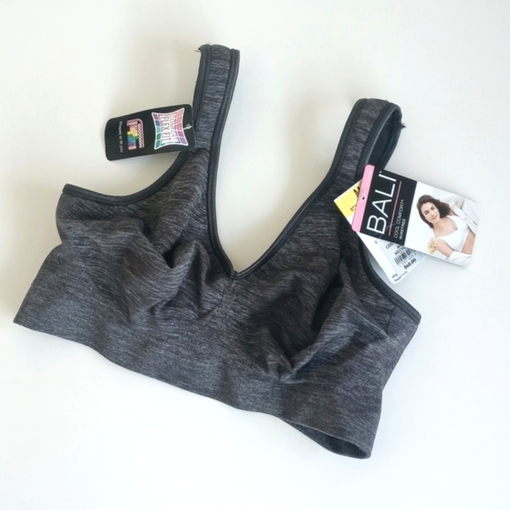 Bali Cool & Comfort Simple & Seamless Grey Wire Free Bra Medium 38B 38C 38D 38DD